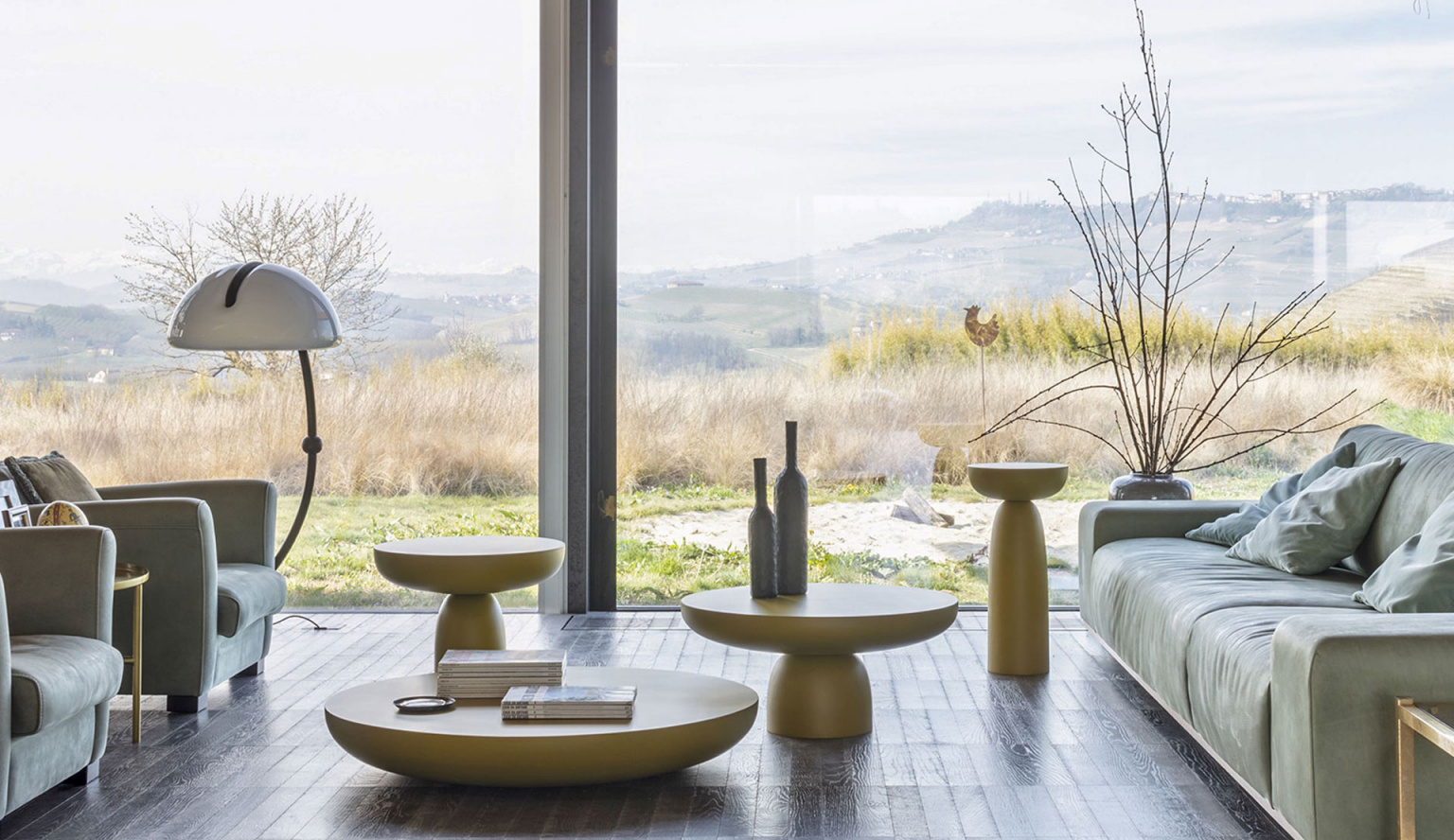 “OLO WOOD & COLOURS by Mogg – round wall mirror with colorful wood frame and central void”