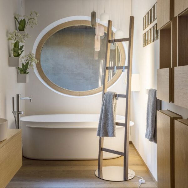 “AT THE SCALA by Mogg modern Italian console table – sleek minimalist design with metal frame and wood top”