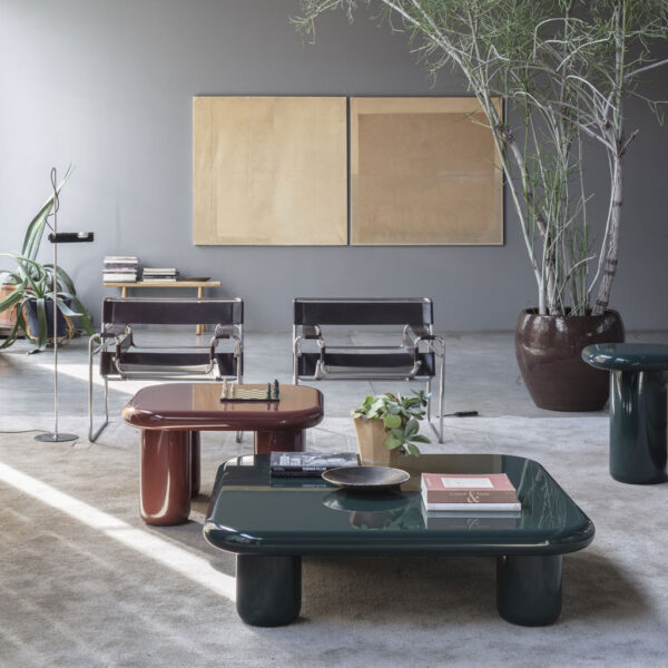 “BILBAO by Mogg – sculptural coffee table with organic curved base and glass top”