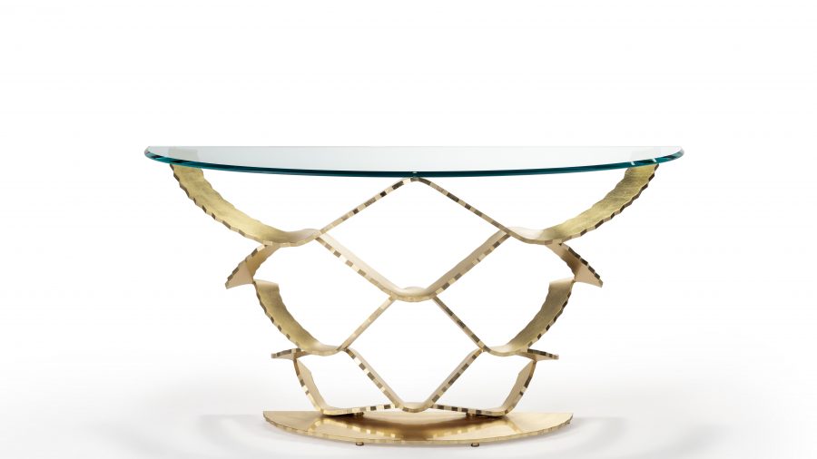Neolithic console table with sculptural base by Reflex