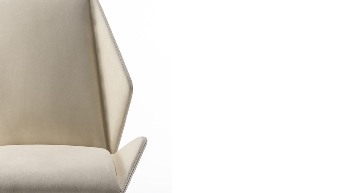 High-end Origami Sedia dining chair by Reflex Angelo in Troy, MI – showcasing a wooden frame, padded seat and backrest, and Beluga oak legs with a bronze finish.