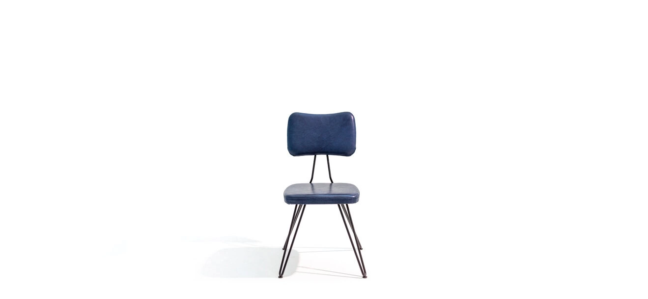 Overdyed by Moroso in rich overdyed Italian fabric, front view in a Royal Oak Michigan showroom