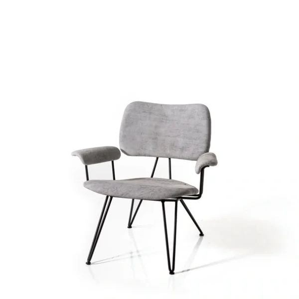 Overdyed Lounge Chair by Moroso in artisanal overdyed Italian fabric, front view in a Royal Oak Michigan showroom