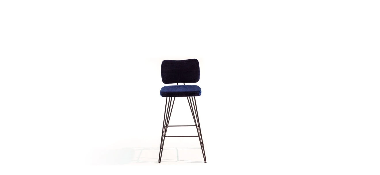 Overdyed by Moroso in rich overdyed Italian fabric, front view in a Royal Oak Michigan showroom