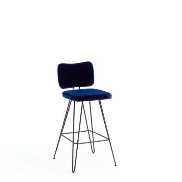 “Moroso Overdyed bar stool – contemporary bar stool featuring artistic vintage-inspired fabric and elegant silhouette”