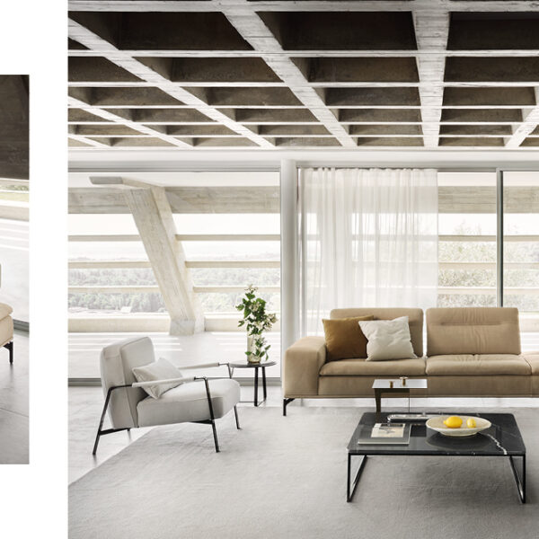Pacific Square Italian sofa with clean lines by Nicoline