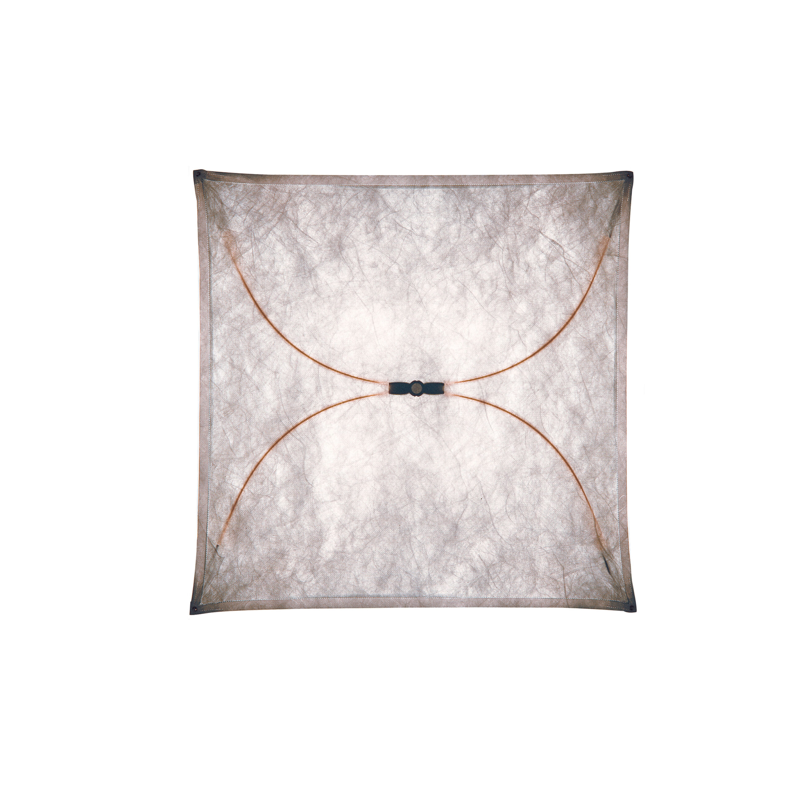 A large, square Flos Ariette 1 wall or ceiling lamp, featuring a white synthetic fabric diffuser stretched over a metal frame, providing soft, diffused ambient light.