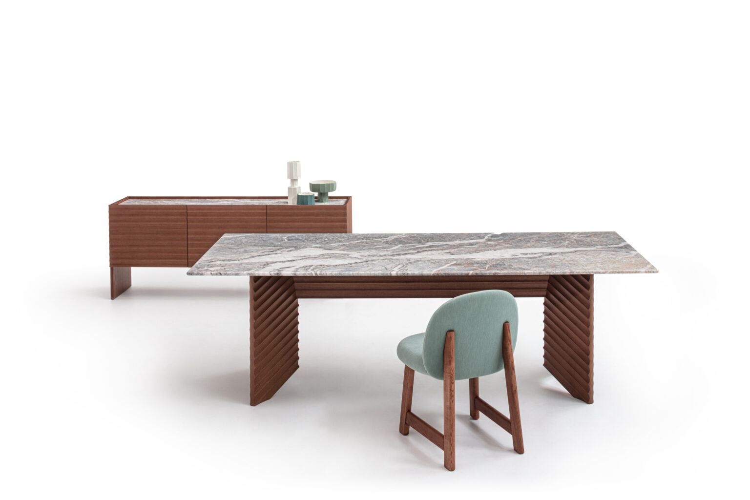 Pheaby by Moroso showcasing elegant rounded silhouette and tailored seams at the Michigan Design Center