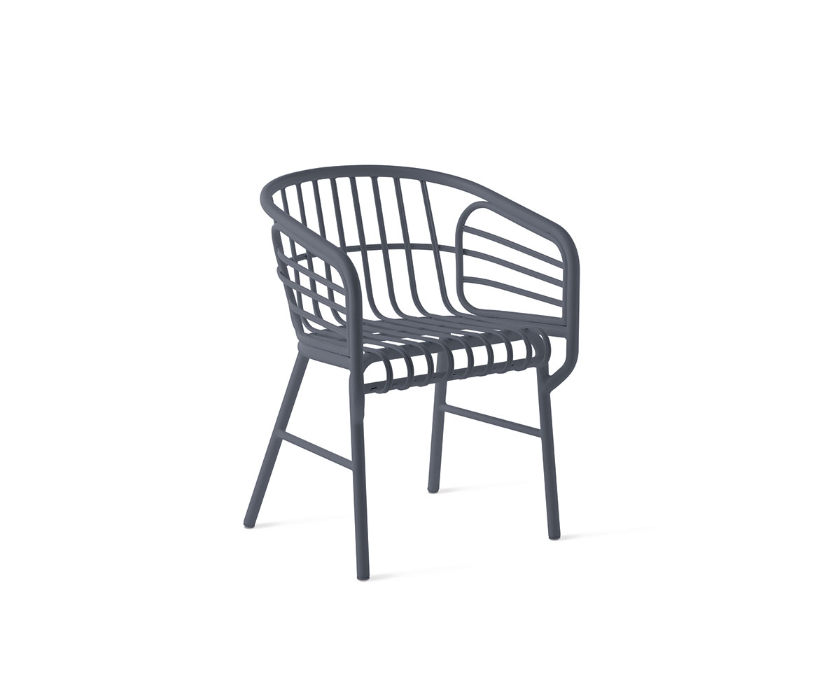 "Raffia Aluminum Chair by Casamania with handwoven natural raffia seat and sleek brushed aluminum frame."
