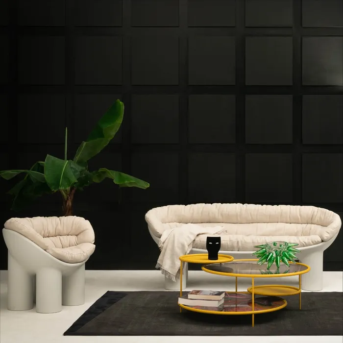 “Roly Poly by Driade sculptural modern armchair in matte polyethylene – minimalist Italian design with rounded bowl seat”