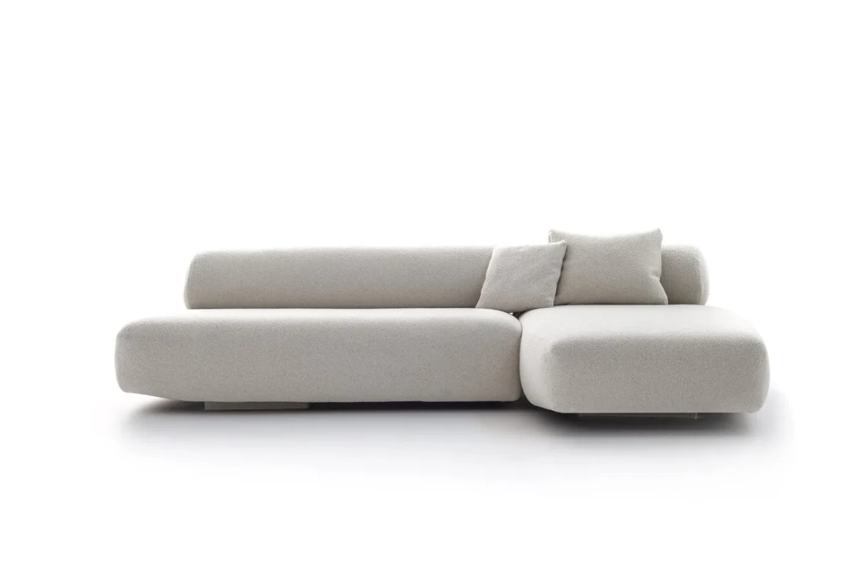 Gogan Sofa by Moroso showcasing low, rounded backrest and smooth stone-inspired shape at the Michigan Design Center