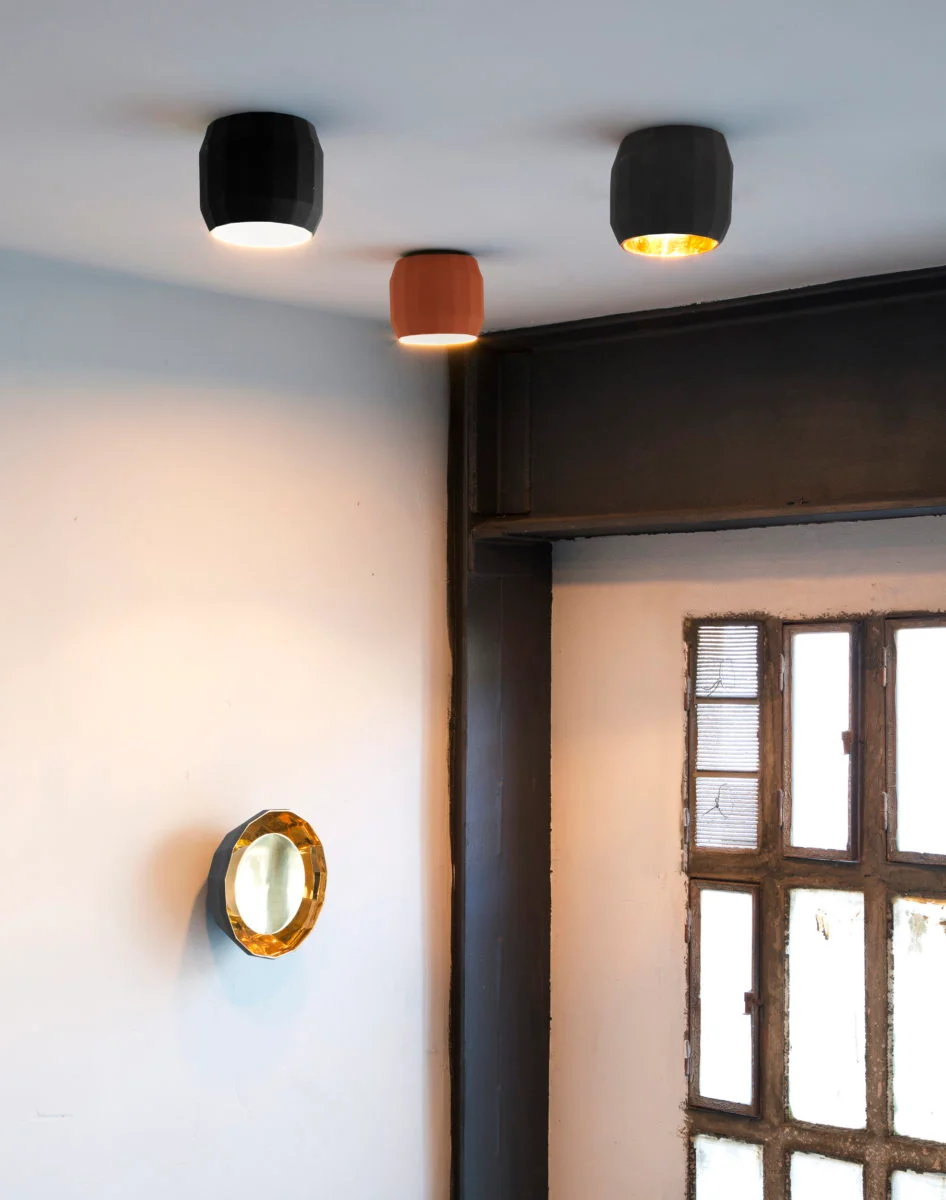 “Scotch Club by Marset stylish suspended light – faceted ceramic craftsmanship with soft illumination”