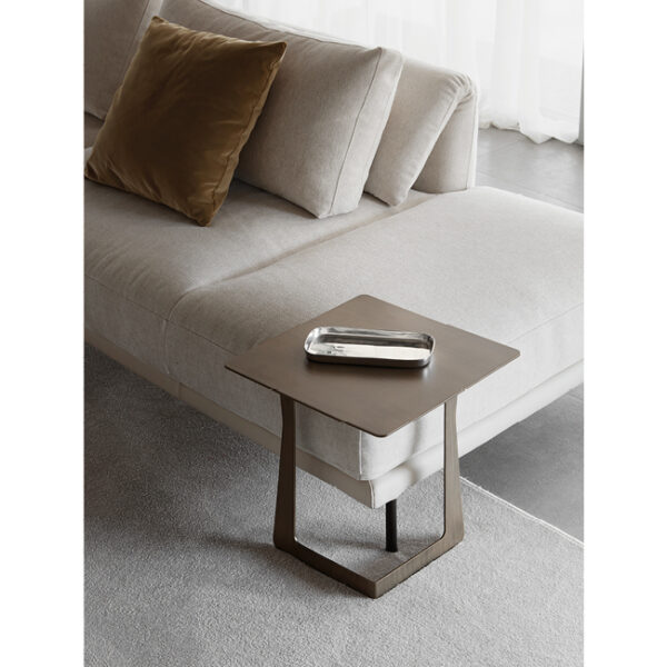 Shiny modern Italian side table, perfect for luxury interiors in Birmingham, MI.