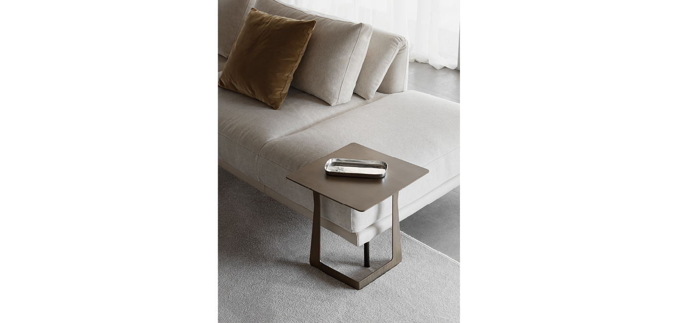 Shiny modern Italian side table, perfect for luxury interiors in Birmingham, MI.