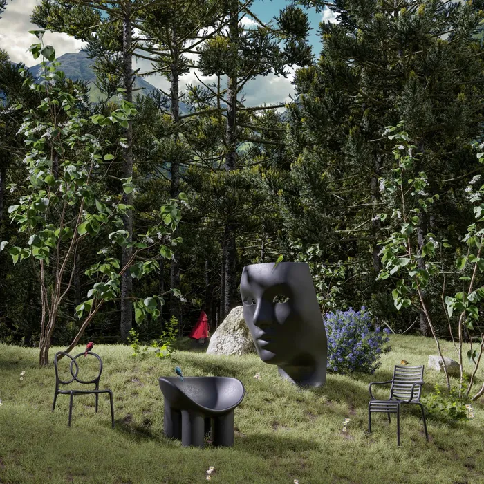 “Sissi Green Collection by Driade – stylish designer chair with artistic silhouette and vibrant green color for indoor or outdoor use”