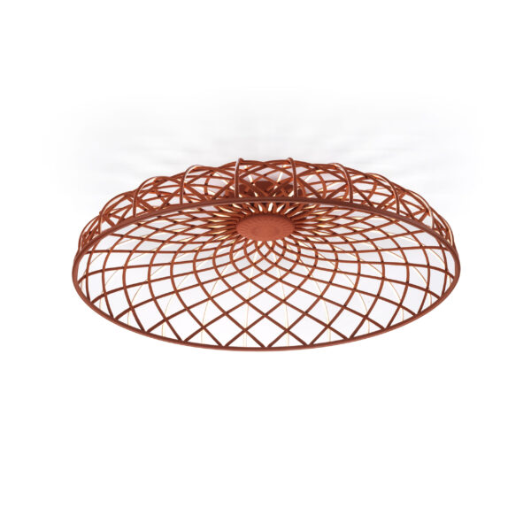 Skynest C by Flos featuring a dome-shaped diffuser made from interwoven LED textile strips, flush-mounted to the ceiling.