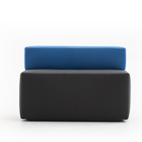 Close-up of the Square modular seating system, highlighting its sharp angles and smooth, luxurious upholstery.