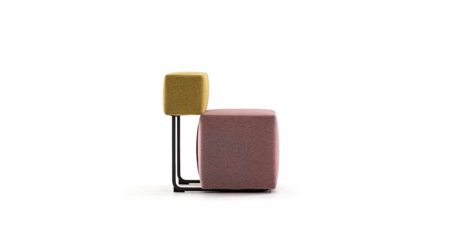 Square by Moroso rear angle featuring precision stitching and minimalist metal base in a Royal Oak Michigan display