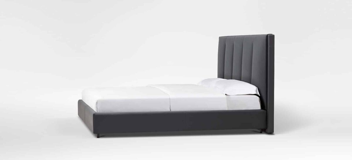 Contemporary upholstered bed with slim profile by Camerich.