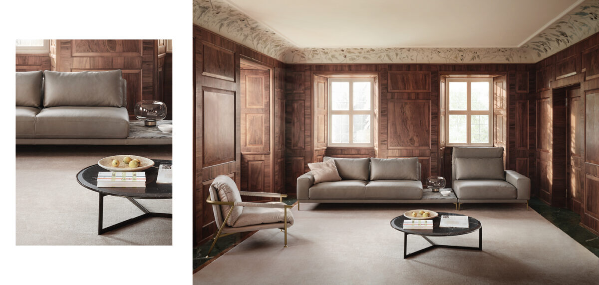 Strauss Italian sofa with elegant high back by Nicoline