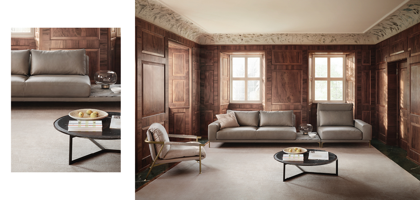 Strauss Italian sofa with elegant high back by Nicoline