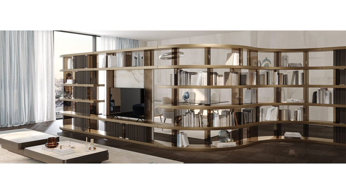 Tango T Box Reflex contemporary Italian display cabinet with glass drawers ideal for elegant Birmingham Michigan homes