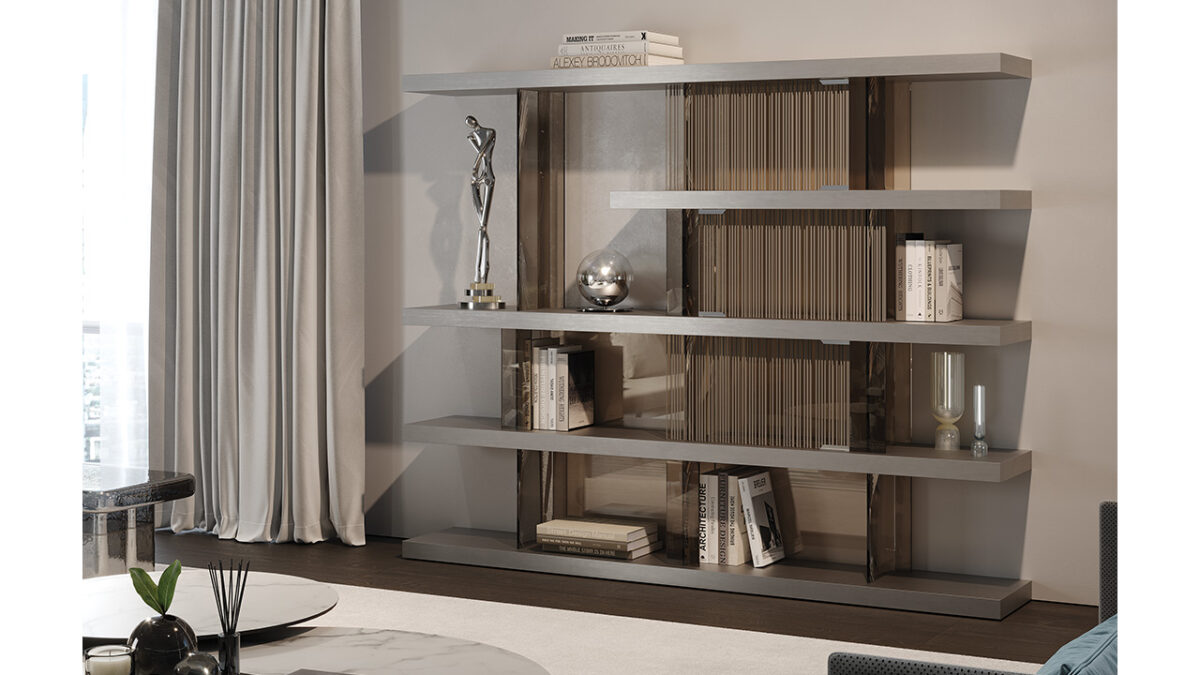 Tango T Box Reflex contemporary Italian display cabinet with glass drawers ideal for elegant Birmingham Michigan homes