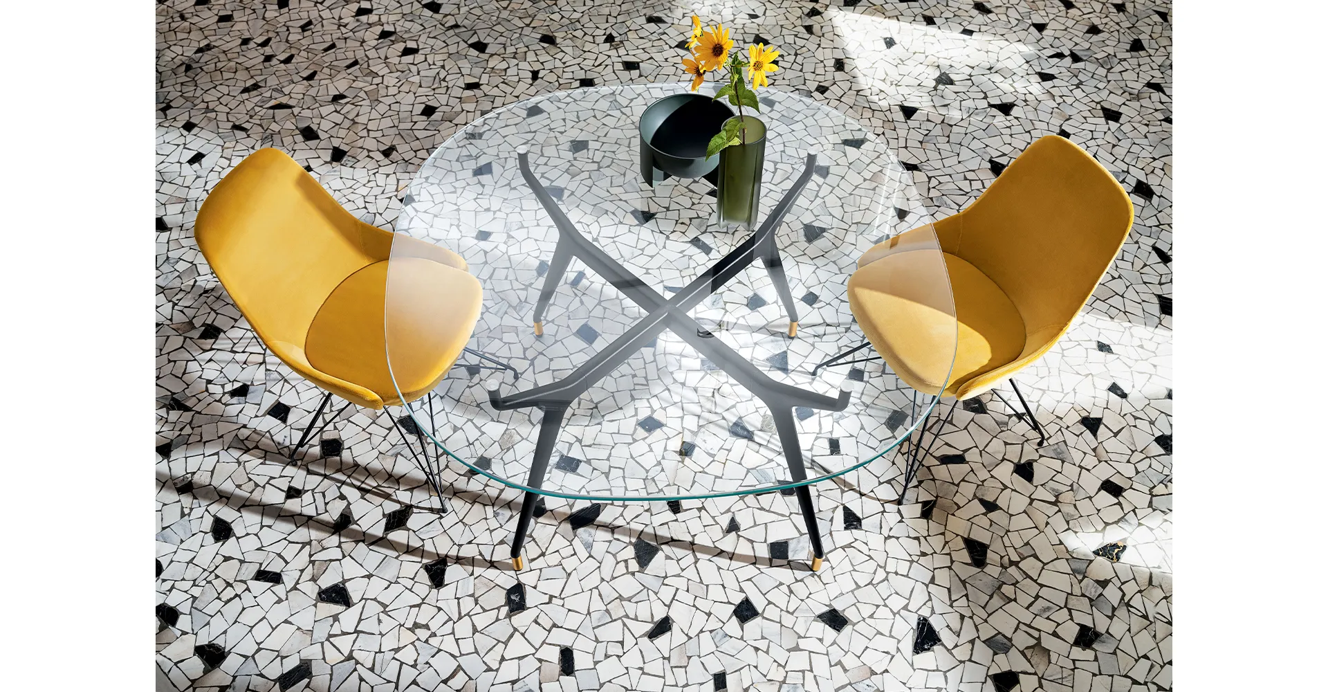 “The New Arkos Shaped Square by Sovet – modern Italian square dining table with sculptural curved base”