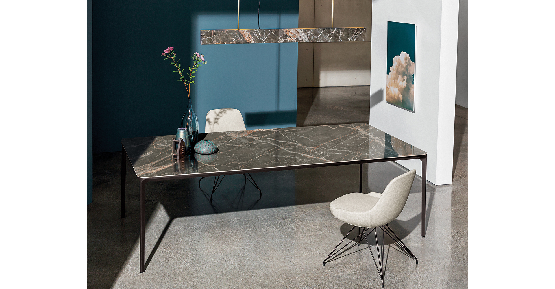 “Slim Rectangular Dining Table by Sovet – modern Italian table with minimalist design and slim metal frame”