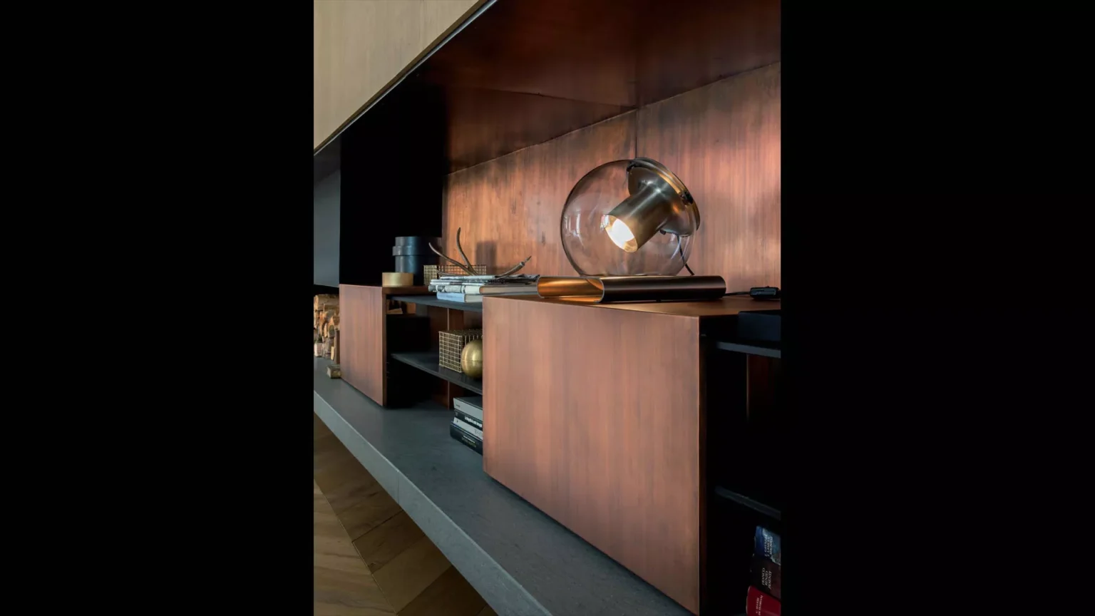 “The Globe by Oluce stylish Italian lamp – blown glass sphere with floating light source and sleek polished finish”