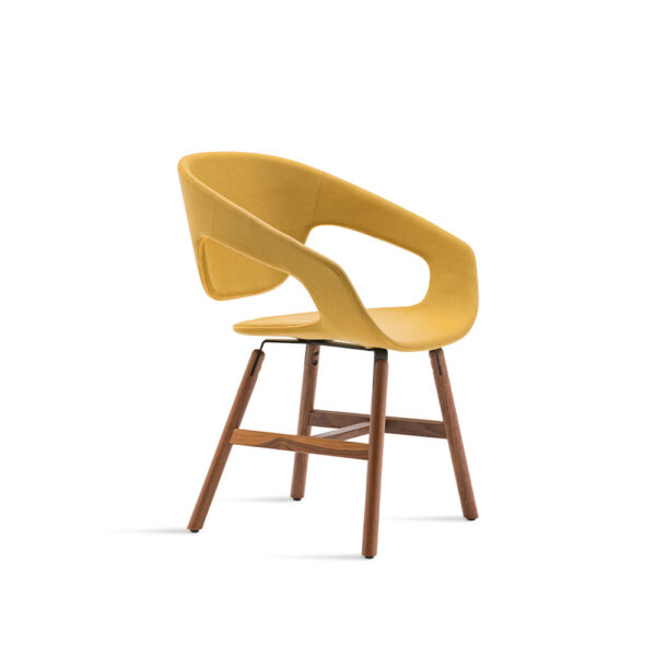 "Vad Wood Upholstered Chair by Casamania with smooth leather upholstery and elegant natural oak legs."