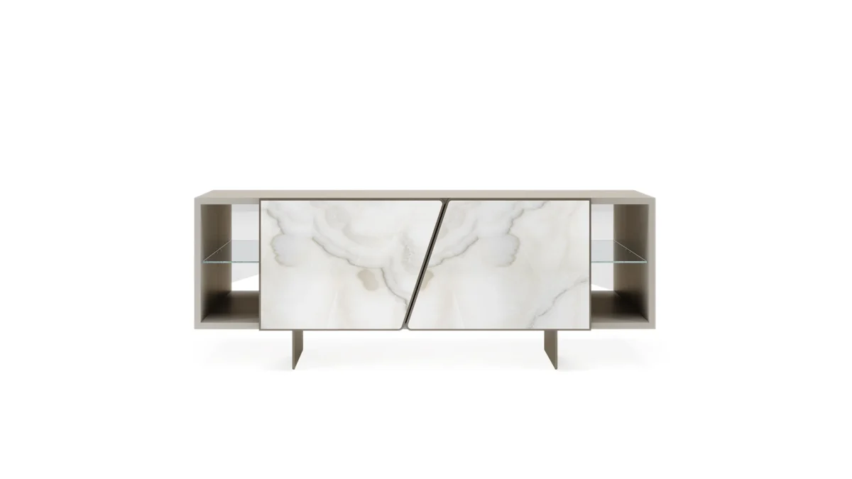 Vertigo Buffet by Reflex showcased in Troy Michigan showroom, modern Italian luxury sideboard design.