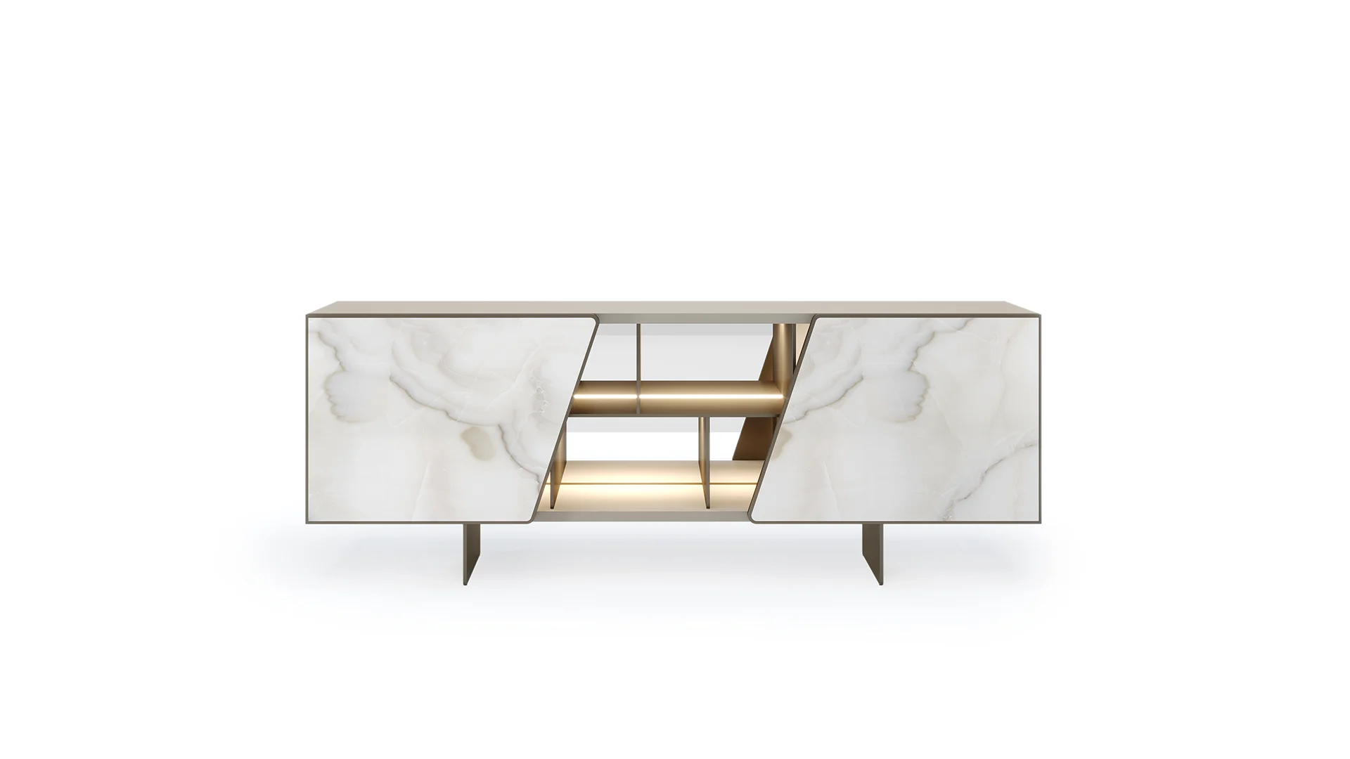 Vertigo Buffet by Reflex showcased in Troy Michigan showroom, modern Italian luxury sideboard design.