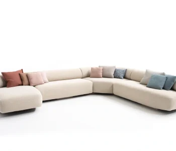 Gogan Sofa by Moroso in sculptural Italian design with soft organic lines, front view in a Royal Oak Michigan showroom