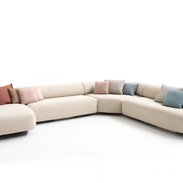 Gogan Sofa by Moroso in sculptural Italian design with soft organic lines, front view in a Royal Oak Michigan showroom