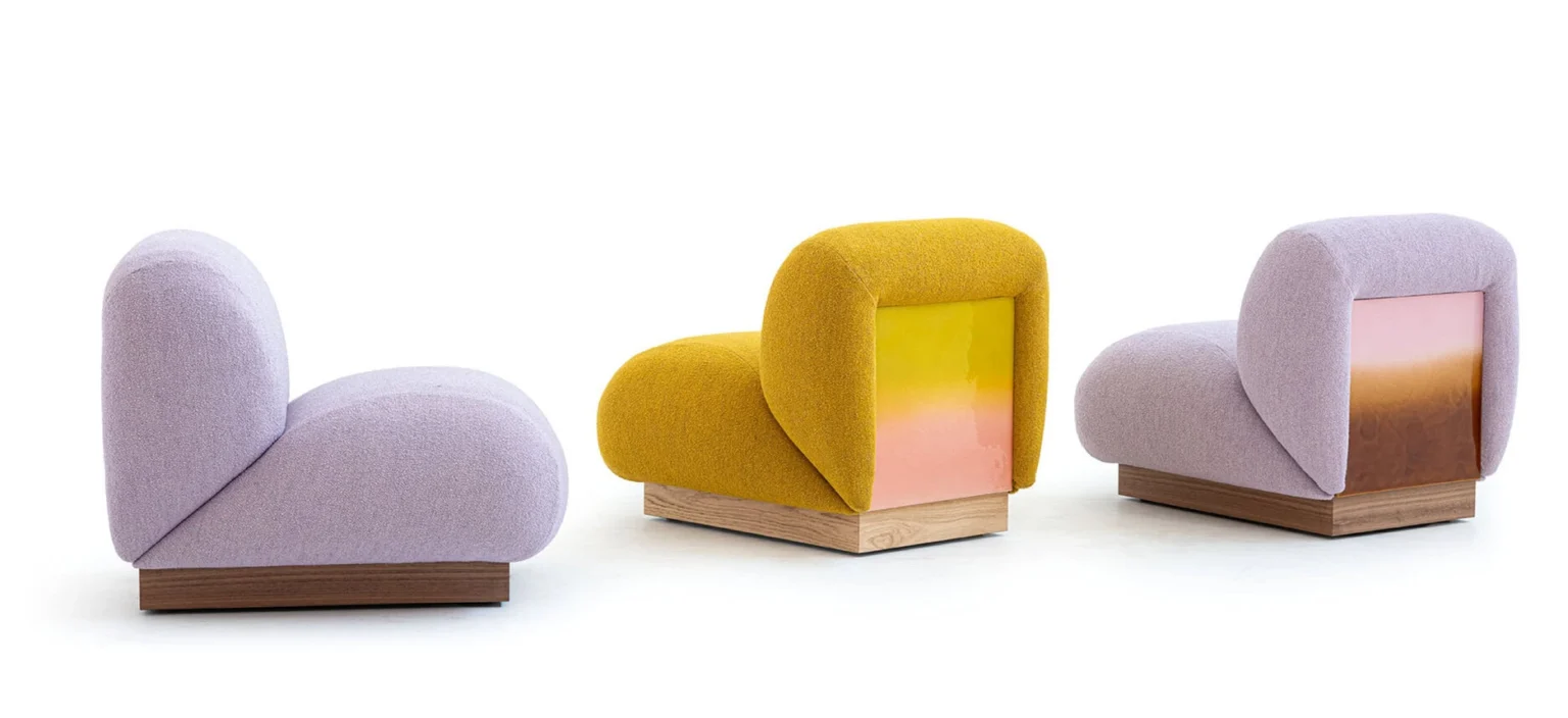 Clay armchair by Moroso showcasing curved backrest and sleek silhouette at the Michigan Design Center