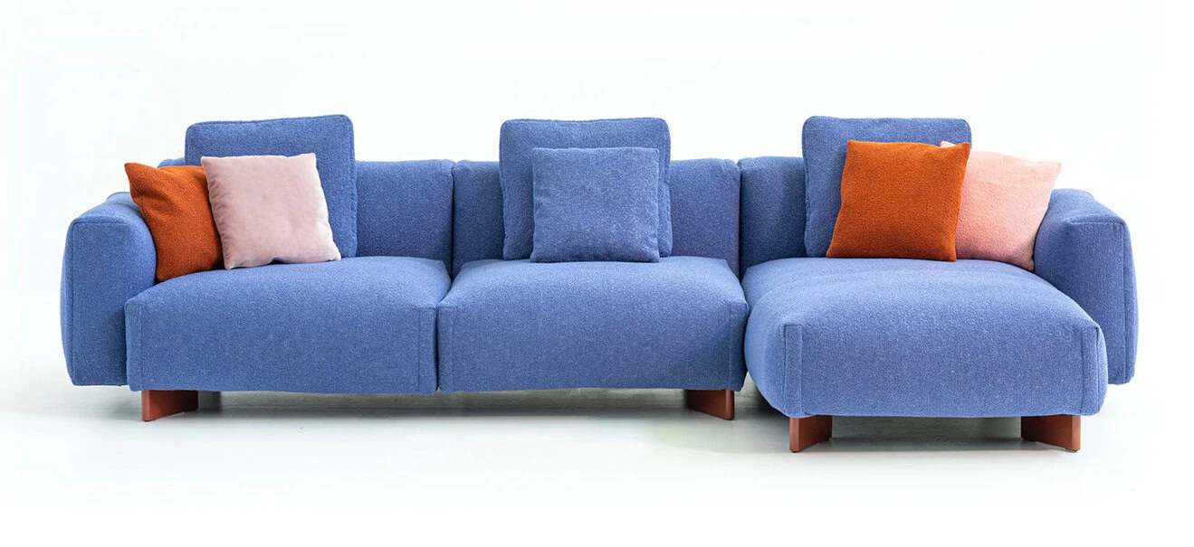 Cuadra-Soft Sofa by Moroso side profile highlighting comfortable armrests and contemporary silhouette in a Troy Michigan setting