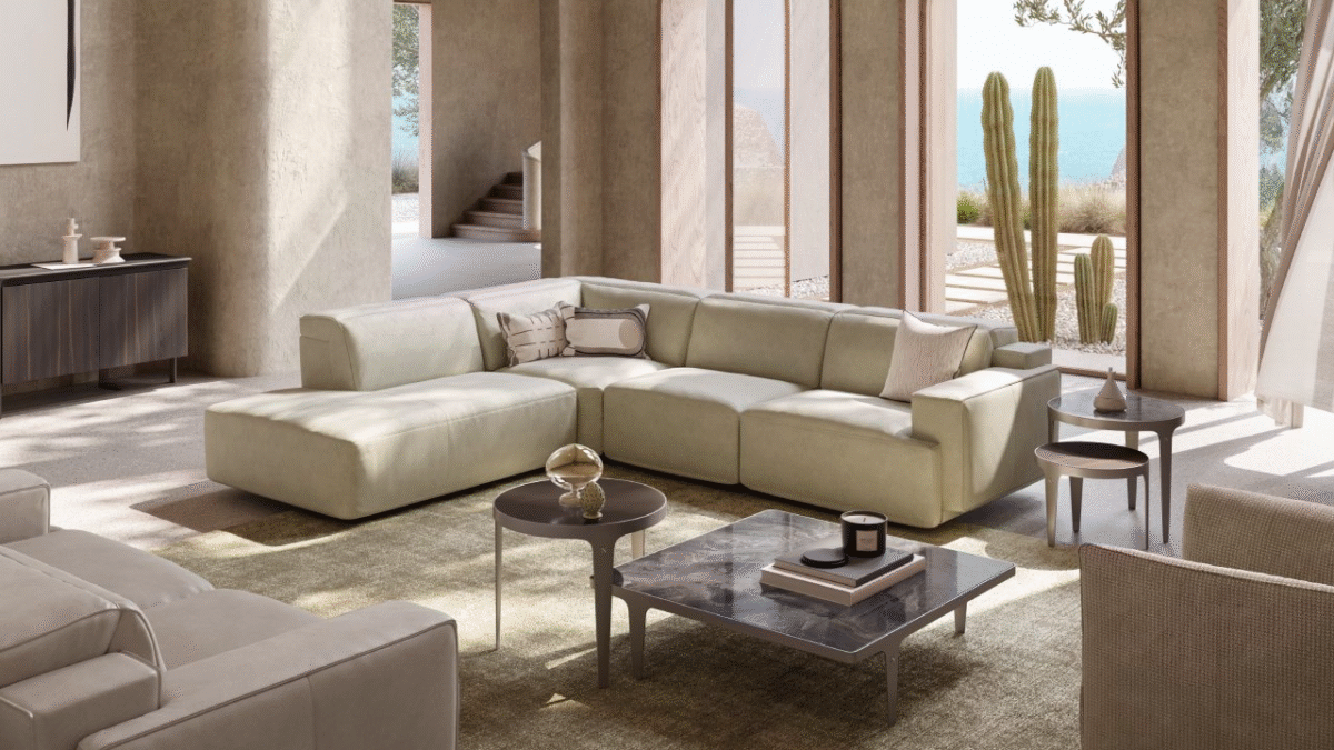 Modern Iago Project 2954 by Natuzzi, high-end Italian furniture for Royal Oak, Michigan.