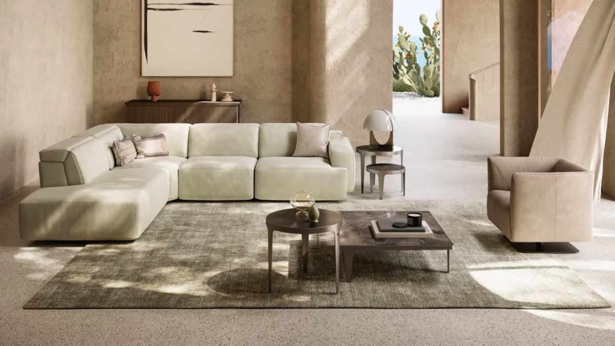 Modern Iago Project 2954 by Natuzzi, high-end Italian furniture for Royal Oak, Michigan.