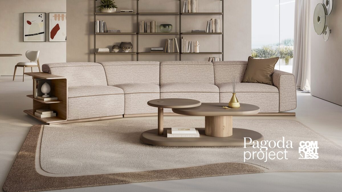 Modern Pagoda Project by Natuzzi, high-end Italian furniture for Troy, Michigan.
