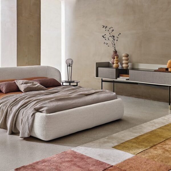 “CLIP bed by Ditre Italia – modern Italian platform bed with upholstered headboard and minimalist frame”