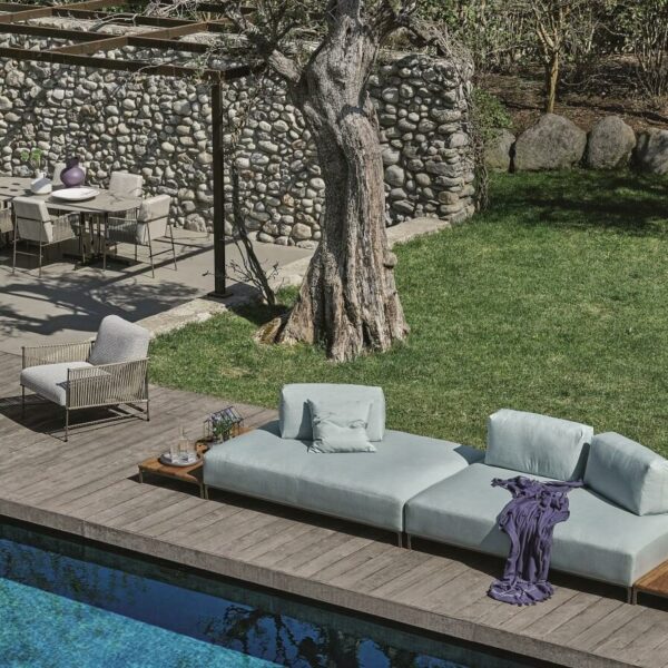 “Sanders Air Outdoor Sofa by Ditre Italia – modern Italian patio sofa with modular design and elevated open base”