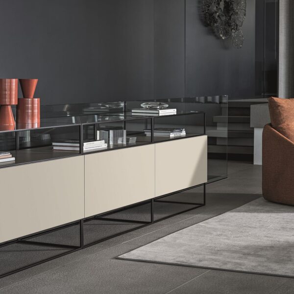 “Modern UNIT coffee table by Ditre Italia – stylish centerpiece with smooth finish and open shelf space”