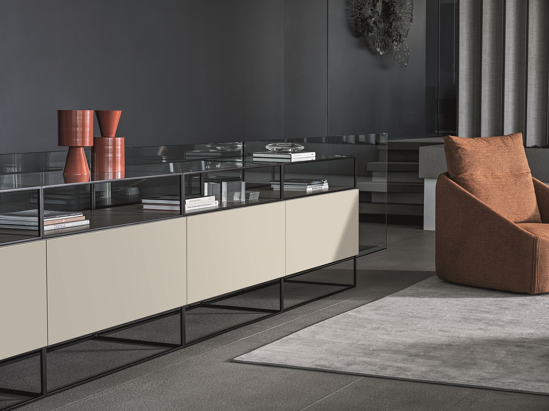 “Modern UNIT coffee table by Ditre Italia – stylish centerpiece with smooth finish and open shelf space”