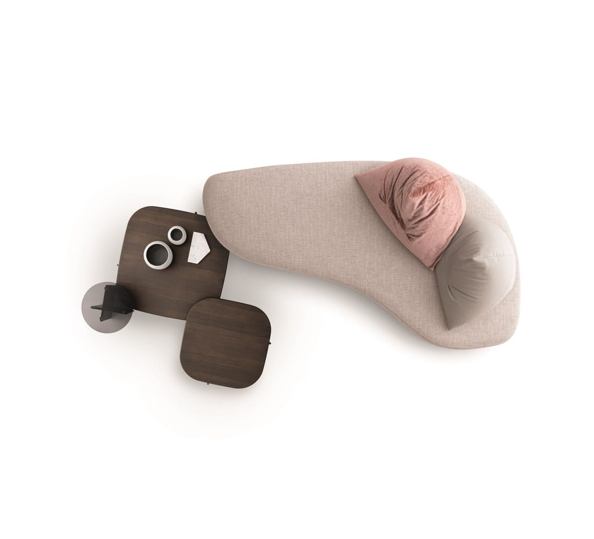 “Italian Papilo sofa by Ditre Italia – versatile lounge system with asymmetrical pillows and premium fabric finish”