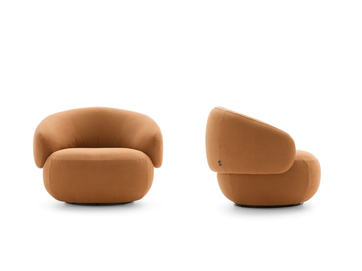 “Ditre Italia Pacific – contemporary designer armchair featuring soft curves, deep seat, and minimalist structure”