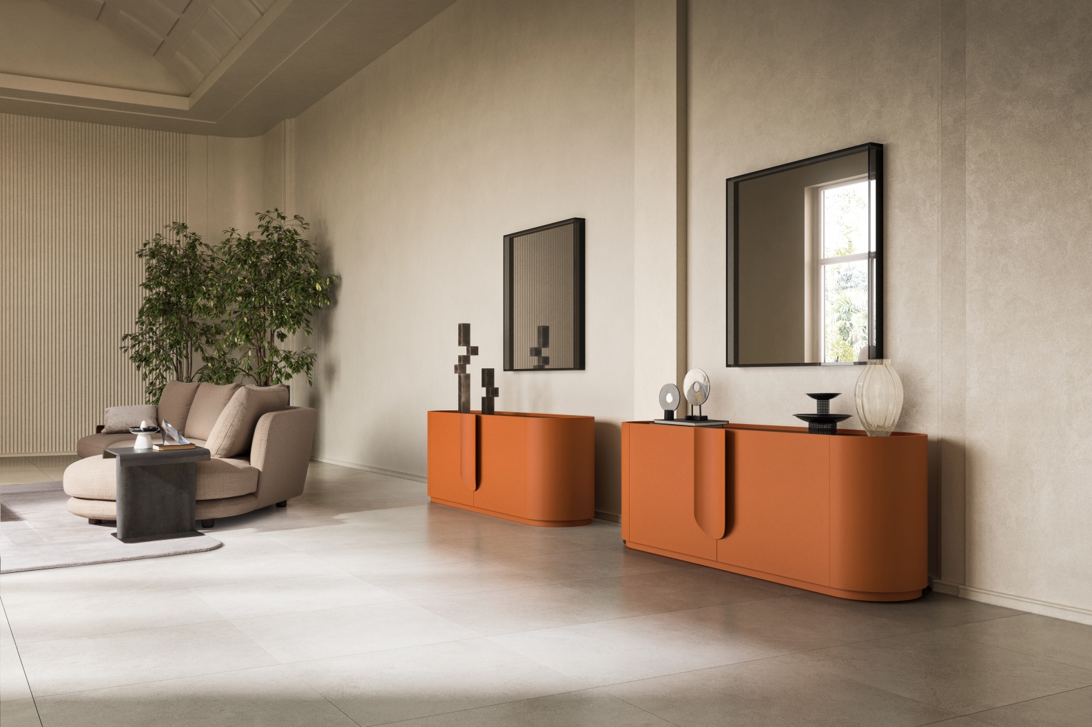 “Circus sideboard by Ditre Italia – contemporary Italian storage unit with round-edged doors and refined finish”