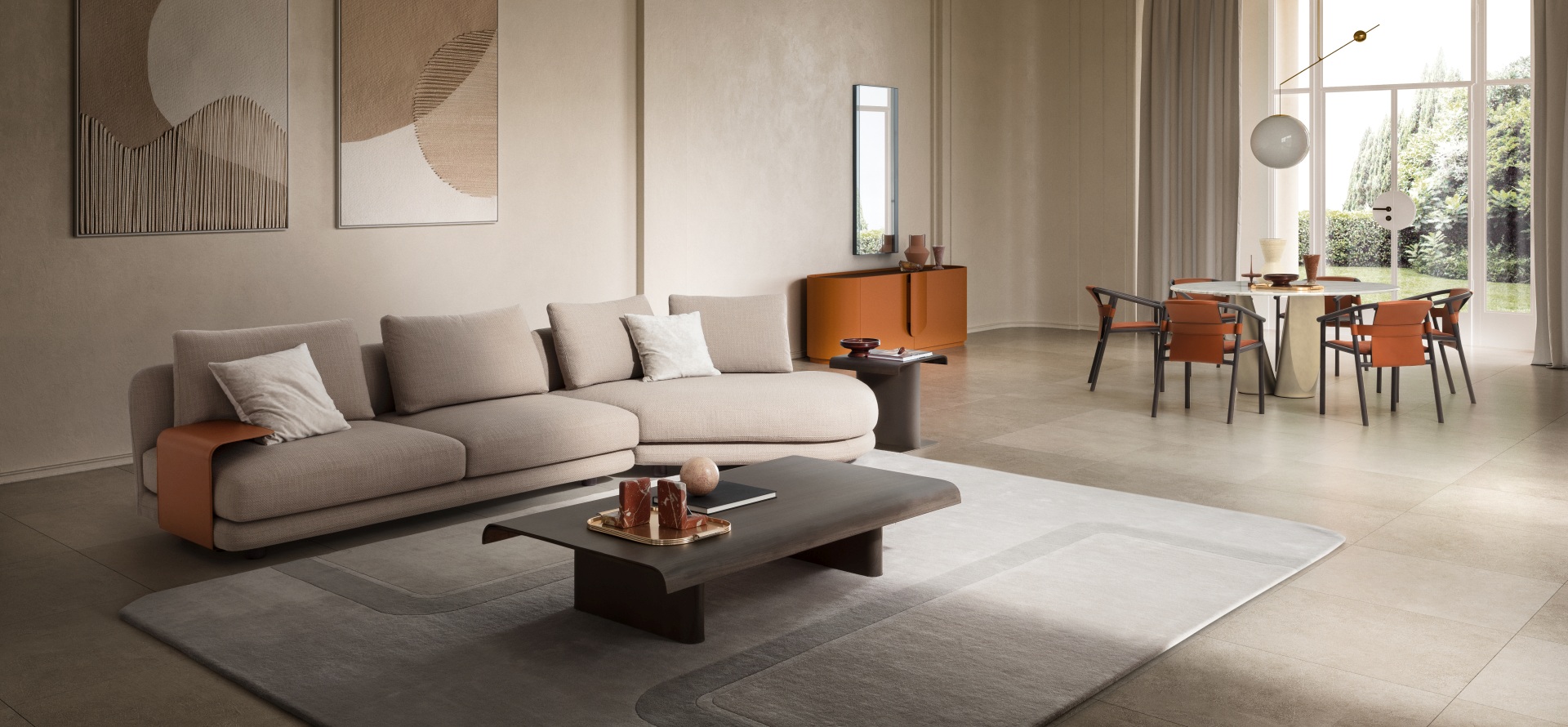 “Buckle rug by Ditre Italia – modern Italian area rug with geometric pattern and refined color contrast”
