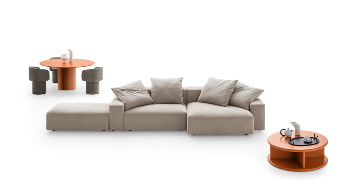 “Crossline by Ditre Italia – high-end Italian seating with unique angular design and premium fabric finish”