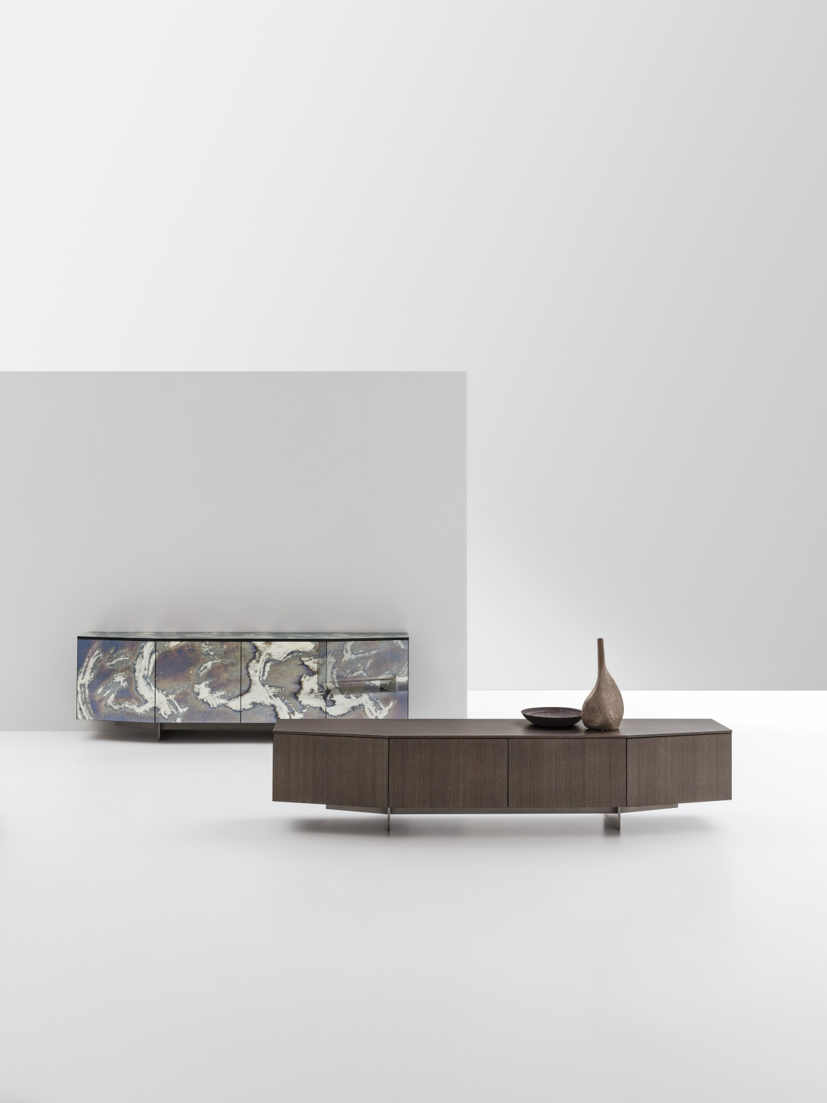 “Ditre Italia Angle – contemporary sideboard table featuring angled front panels and refined wood finish”